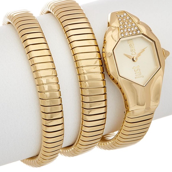 Just Cavalli Accessories - Brand New Just Cavalli Women's Gold Glam Chic 8" Snake Watch